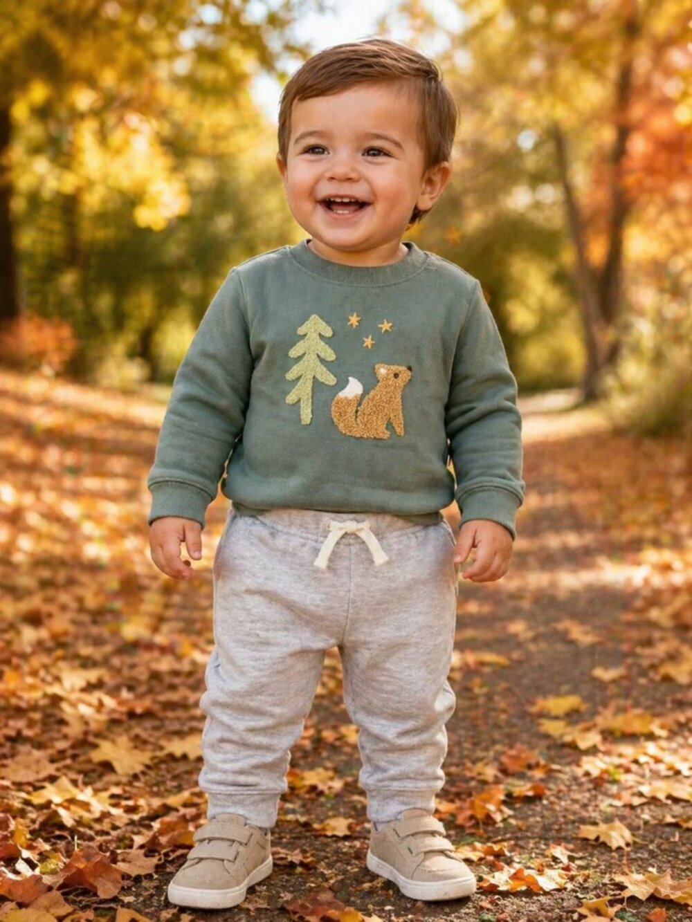 NWT Carter’s Baby Boy 3-Piece Outfit Set Fox Sweatshirt Gray Pants Striped